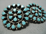 Wonderful Vintage Native American Zuni American Blue Gem Turquoise Sterling Silver Earrings-Nativo Arts
