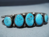 Excellent Vintage Native American Navajo Morenci Turquoise Sterling Silver Bracelet Old-Nativo Arts