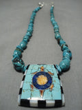 Native American Exquisite Santo Domingo Graduated Turquoise Sterling Silver Necklace-Nativo Arts