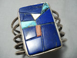 Important Vintage Native American Navajo Olivia Whitethorne Lapis Sterling Silver Bracelet-Nativo Arts