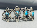 Jaw Dropping Old Bisbee Turquoise Vintage Native American Navajo Sterling Silver Bracelet-Nativo Arts