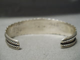 Intricate Quality Silver Work Vintage Native American Navajo Blue Turquoise Sterling Bracelet-Nativo Arts