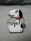 Impressive Vintage Zuni Native American Sitting Puppies Sterling Silver Ring-Nativo Arts