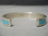 Exceptional Vintage Native American Zuni Thicker Navajo Turquoise Sterling Silver Bracelet-Nativo Arts