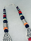 Rare Singer 32 Inches Long Native American Navajo Coral Sterling Silver Necklace-Nativo Arts