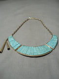 Important 14k Gold Vintage Native American Navajo Don Juan Apache Turquoise Necklace Old-Nativo Arts