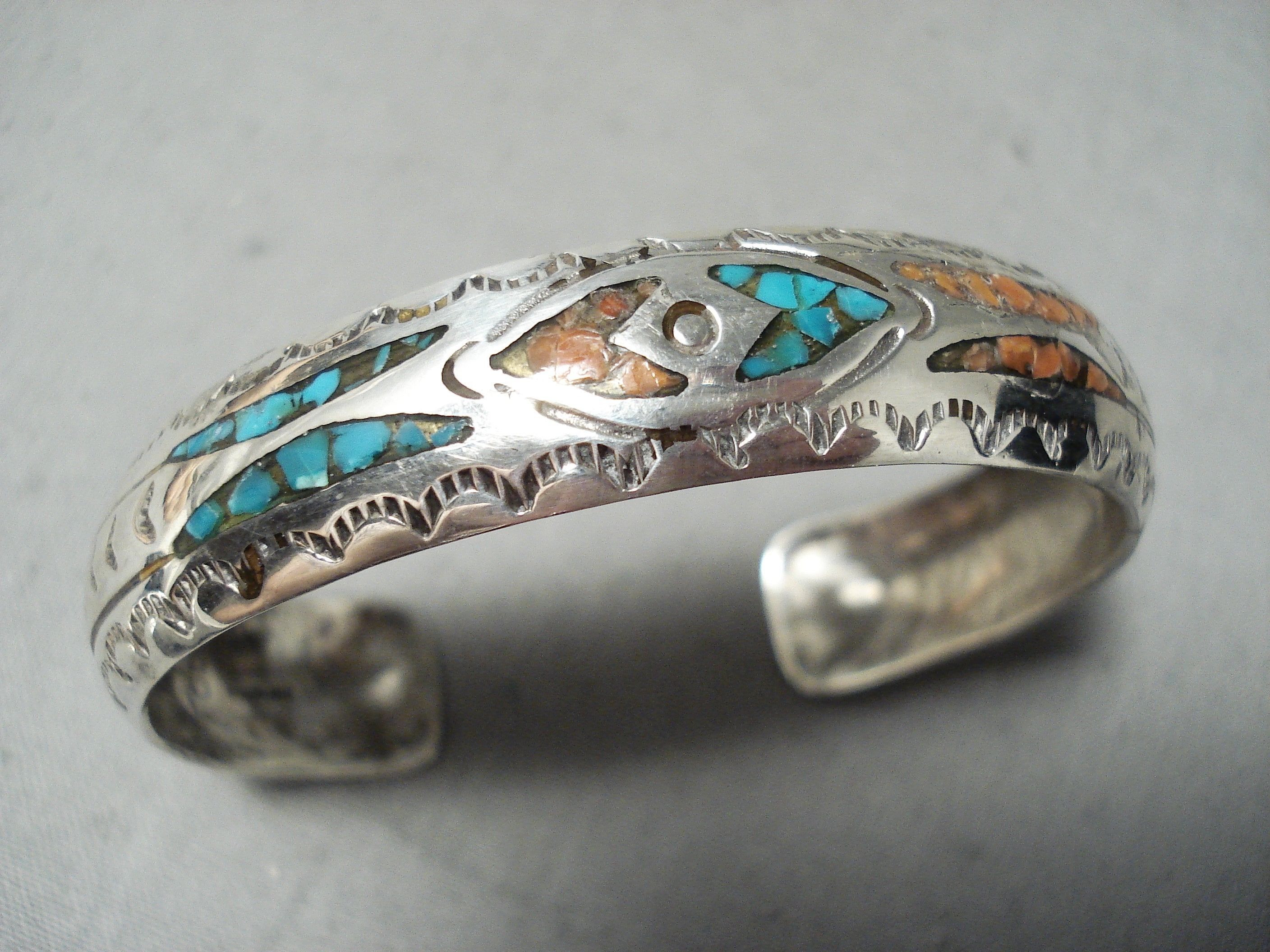 Authentic Baca Vintage Native American Navajo Turquoise Coral