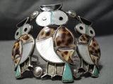 One Of The Best Vintage Native American Navajo Zuni Turquoise Sterling Silver Owl Bracelet-Nativo Arts
