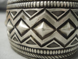 Important Native American Navajo Calvin Martinez Sterling Silver Repoussed Heavy Bracelet-Nativo Arts