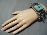 Heavy Scorpion #8 Turquoise Sterling Silver San Felipe Bracelet-Nativo Arts