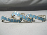 Triple Stacking Vintage Native American Navajo Zuni Turquoise Sterling Silver Bracelet Old-Nativo Arts