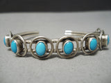 Unique Vintage Native American Navajo Domed Turquoise Sterling Silver Bracelet Cuff-Nativo Arts