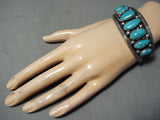 Very Rare Vintage Native American Navajo Wylie Turquoise Sterling Silver Bracelet Old-Nativo Arts
