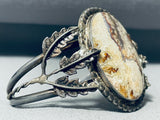 One Of The Most Unique Vintage Native American Navajo Sand Agate Sterling Silver Leaf Bracelet-Nativo Arts