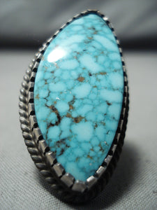 Best Important Vintage Native American Navajo Verdy Jake Turquoise Sterling Silver Ring-Nativo Arts