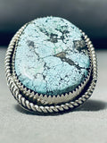 Ice Blue Spiderweb Turquoise Vintage Native American Navajo Sterling Silver Ring-Nativo Arts