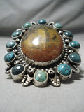 Important Biggest Native American Zuni Turquoise Satellite Agate Sterling Silver Ring-Nativo Arts
