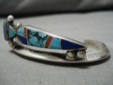 Quality Vintage Native American Navajo Yazzie Inlaid Maiden Turquoise Sterling Silver Bracelet-Nativo Arts