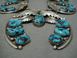 Amazing Vintage Native American Navajo Turquoise Sterling Silver Squash Blossom Necklace-Nativo Arts