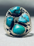 Fantastic Heavy Vintage Native American Navajo Turquoise Sterling Silver Ring-Nativo Arts