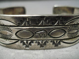 Rare Mary Morgan Vintage Native American Navajo Hand Tooled Sterling Silver Bracelet-Nativo Arts