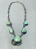 Exquisite Early Vintage Native American Navajo Cerrillos Turquoise Sterling Silver Necklace-Nativo Arts