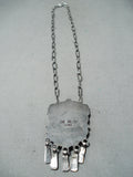 One Of The Best Vintage Native American Zuni Turquoise Kachina Dancer Sterling Silver Necklace-Nativo Arts