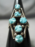 Incredible Vintage Native American Zuni Blue Gem Turquoise Sterling Silver Ring Old-Nativo Arts