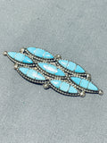 One Of The Most Unique Vintage Native American Zuni Turquoise Sterling Silver Pin-Nativo Arts
