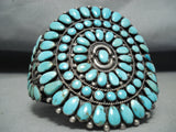 One Of Biggest Best Vintage Native American Navajo Turquoise Cluster Sterling Silver Bracelet-Nativo Arts