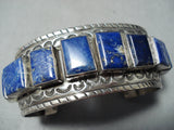 One Of The Best Vintage Native American Navajo Lapis Sterling Silver Bracelet-Nativo Arts