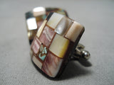 Important Zuni Bryan Tom Turquoise Sterling Silver Native American Cufflinks!-Nativo Arts