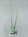 Heavy Solid 14k Gold Vintage Native American Navajo Double Sided Turquoise Necklace-Nativo Arts