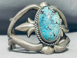 Very Rare Domed Bisbee Turquoise Vintage Native American Navajo Sterling Silver Bracelet-Nativo Arts