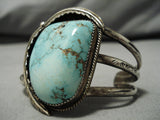 Native American Opulent Chunky Protruding Carico Lake Turquoise Sterling Silver Bracelet-Nativo Arts