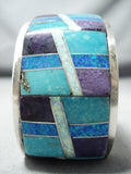 One Of The Most Intricate Native American Navajo Turquoise Opal Sterling Silver Bracelet-Nativo Arts