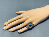 Exceptional Vintage Native American Navajo Sleeping Beauty Turquoise Sterling Silver Ring-Nativo Arts