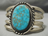 Vivid Rare #8 Turquoise Vintage Native American Navajo Sterling Silver Bracelet-Nativo Arts