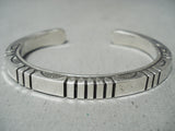 Thick Detailed Cubed Cuff Vintage Native American Navajo Sterling Silver Bracelet-Nativo Arts
