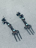 Exceptional Vintage Native American Zuni Blue Gem Turquoise Sterling Silver Earrings-Nativo Arts