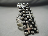 Towering Christian Cross Native American Navajo Sterling Silver Bead Ring-Nativo Arts