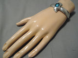 Amazing Vintage Native American Navajo Bear Turquoise Sterling Silver Bracelet-Nativo Arts