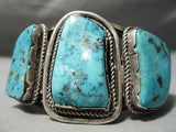 One Of The Best Vintage Native American Navajo Old Kingman Turquoise Sterling Silver Bracelet-Nativo Arts
