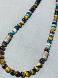 Authentic Thomas Singer Vintage Native American Navajo Tiger's Eye Sterling Silver Necklace-Nativo Arts