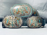 608 Gram Vintage Native American Navajo Turquoise Yei Sterling Silver Concho Belt Old-Nativo Arts