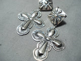 Remarkable Navajo Sterling Silver Cross Earrings Native American-Nativo Arts