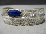 Important Detailed Feather Native American Navajo Sterling Silver Bracelet Cuff-Nativo Arts