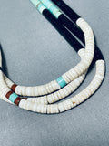 Native American Rare Vintage Santo Domingo Turquoise Pipestone Shell Necklace-Nativo Arts