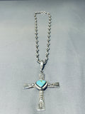 Important Ben Begaye (d) Vintage Native American Navajo Turquoise Sterling Silver Cross Necklace-Nativo Arts