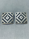 Early Rare Tommy Jackson Vintage Native American Navajo Sterling Silver Earrings-Nativo Arts